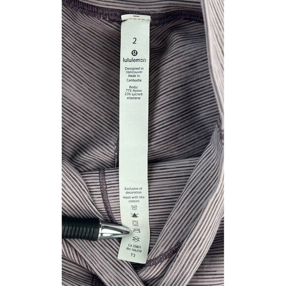 Lululemon Wunder Under High Rise Tight 28" Luxtreme Purple Striped Womens Sz 2 - Picture 9 of 13